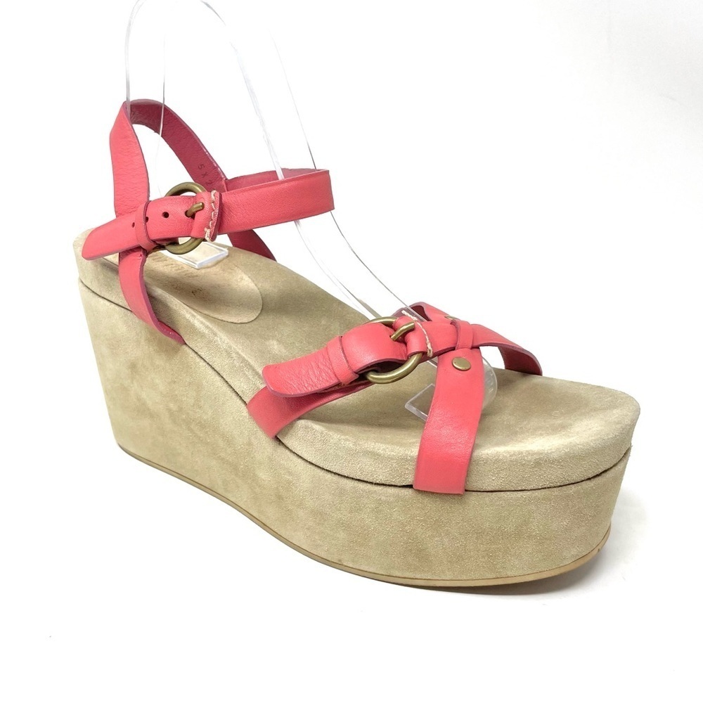 New Miu Miu Pink Leather Flatform Sandals Size 40 - Picture 2 of 14